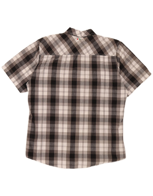 Kickers Mens Short Sleeve Shirt XL Grey Check Cotton