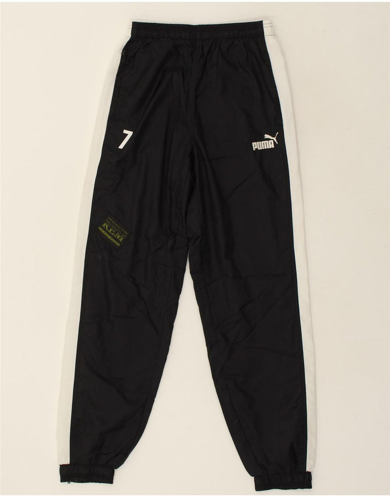 PUMA Boys Tracksuit Trousers Joggers 13-14 Years Black Colourblock Nylon | Vintage Puma | Thrift | Second-Hand Puma | Used Clothing | Messina Hembry 