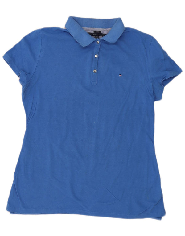 TOMMY HILFIGER Womens Classic Fit Polo Shirt UK 14 Large Blue Cotton