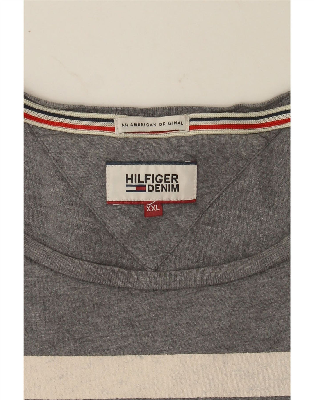TOMMY HILFIGER Mens Graphic T-Shirt Top 2XL Grey Vintage Tommy Hilfiger and Second-Hand Tommy Hilfiger from Messina Hembry 