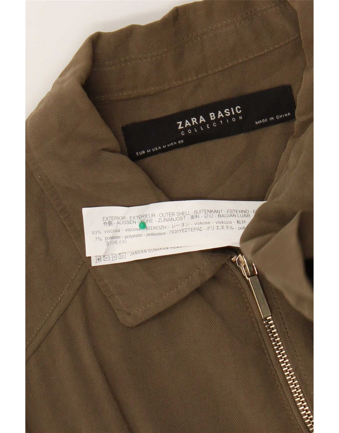 Zara Womens Bomber Jacket UK 14 Medium Khaki Viscose