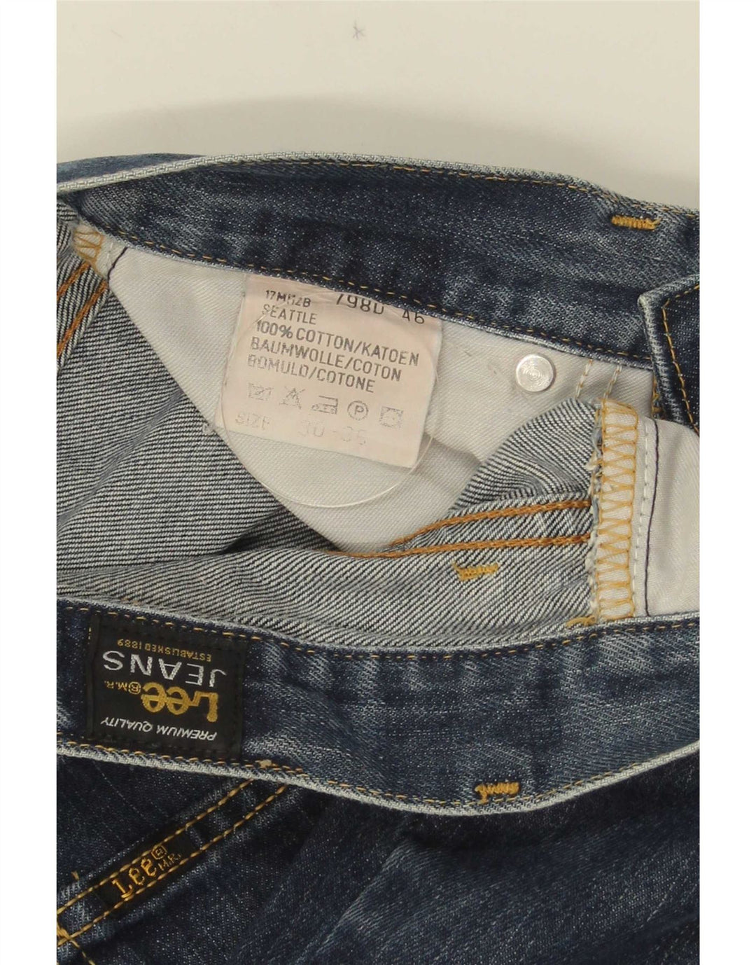 Lee Mens Straight Jeans W30 L29 Navy Blue Cotton