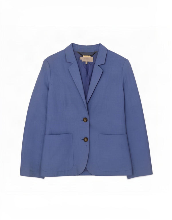 Hobbs Womens 2 Button Blazer Jacket UK 12 Medium Blue Linen