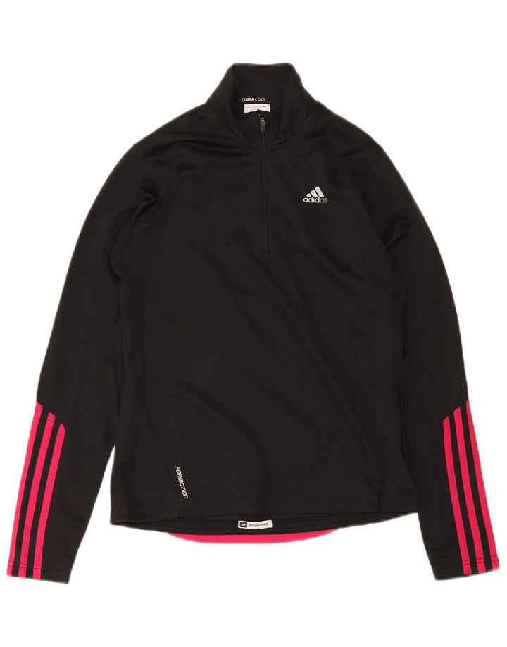 Adidas Womens Climacool Zip Neck Pullover Tracksuit Top UK 10 Small Black