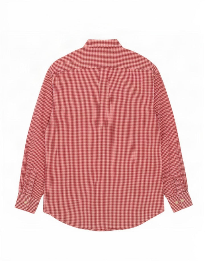 Benetton Mens Shirt Medium Red Gingham Cotton