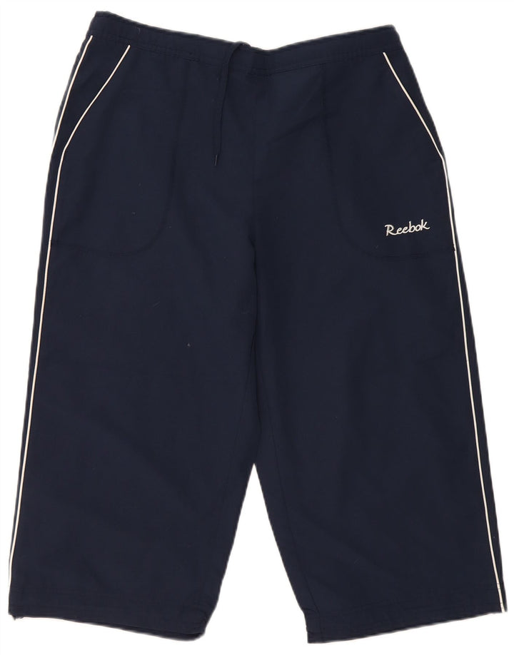 Reebok Womens Capri Tracksuit Trousers UK 18 XL Navy Blue Polyester