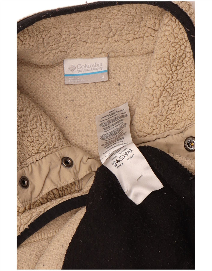 Columbia Mens Button Neck Fleece Jumper Medium Beige Colourblock Polyester