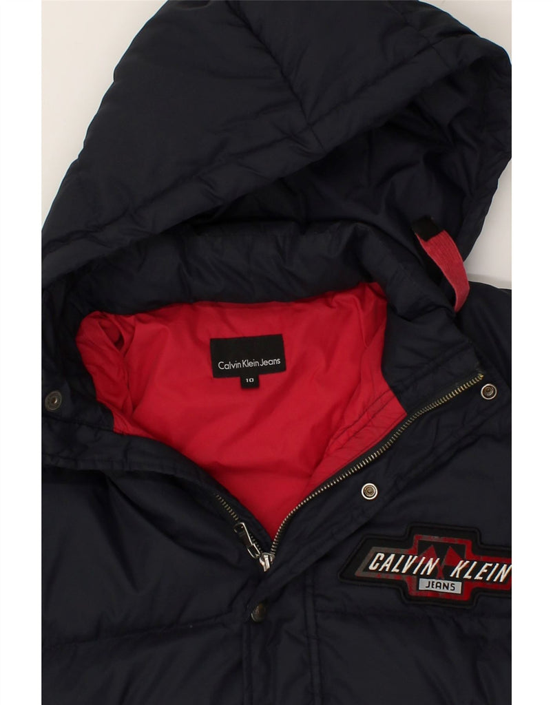 CALVIN KLEIN Boys Hooded Padded Jacket 9-10 Years Navy Blue | Vintage Calvin Klein | Thrift | Second-Hand Calvin Klein | Used Clothing | Messina Hembry 