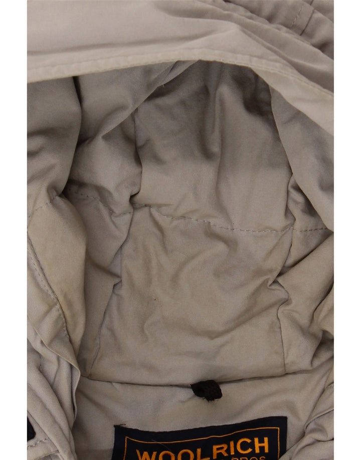 Woolrich Womens Hooded Padded Coat UK 14 Medium Grey Cotton
