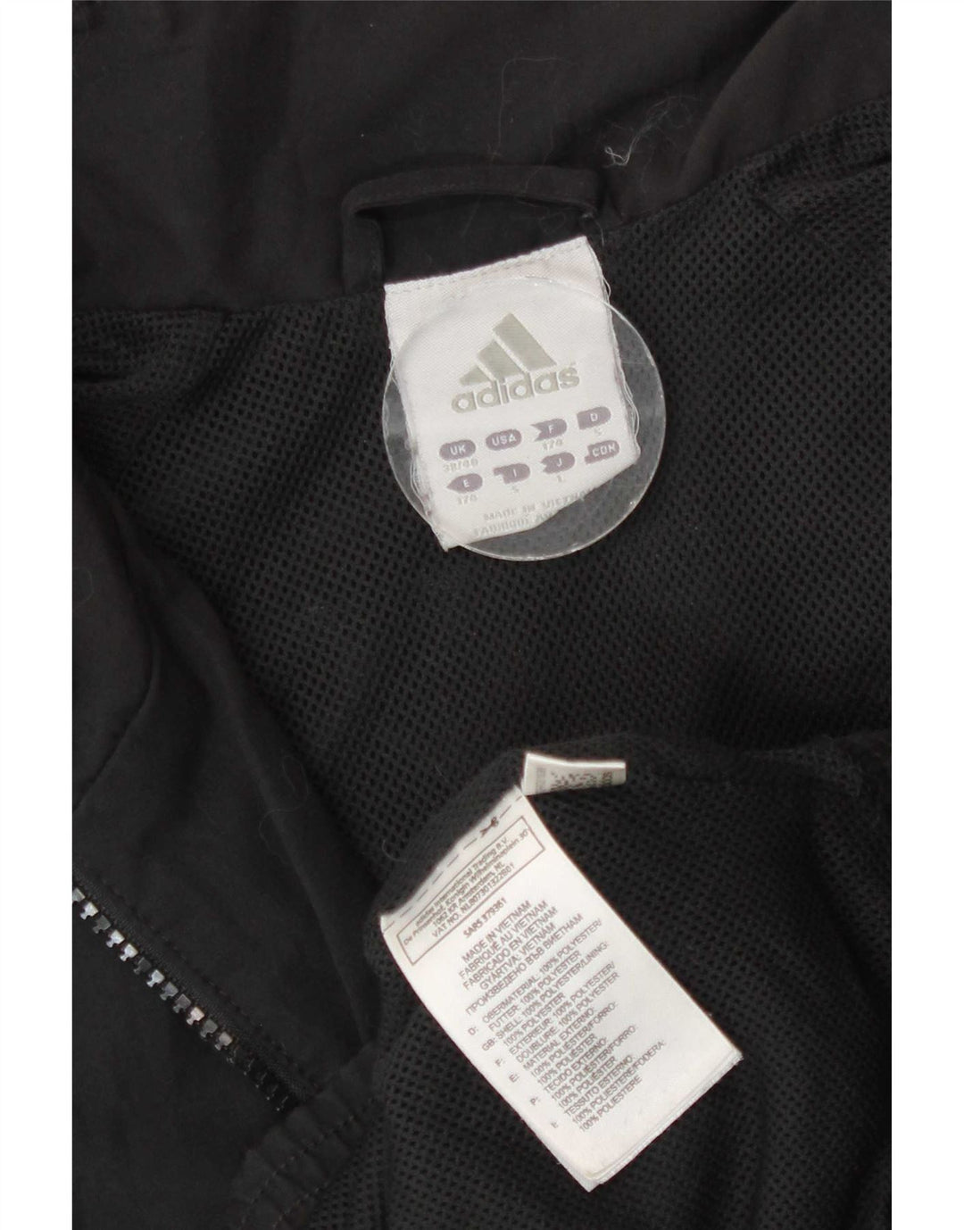 Adidas Mens Tracksuit Top Jacket UK 38/40 Medium Black Polyester