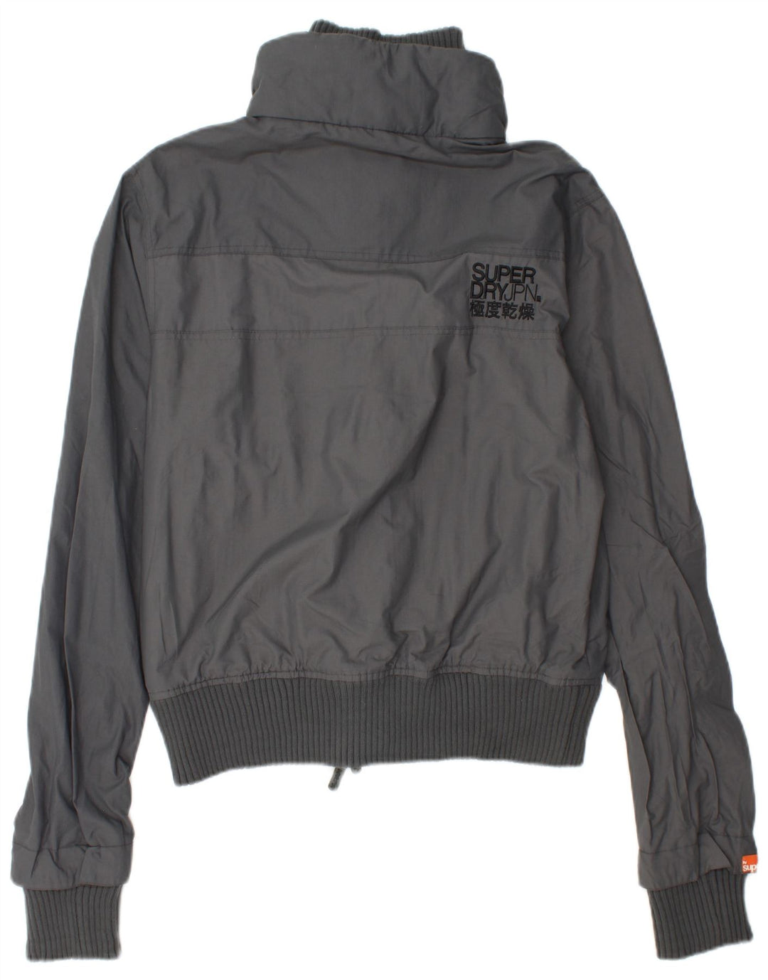 SUPERDRY Womens Graphic Rain Jacket UK 14 Medium Grey Polyamide