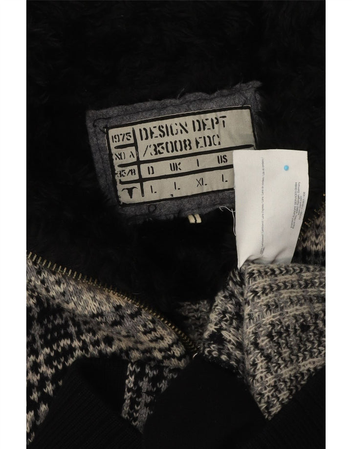 EDC Womens Cardigan Sweater UK 16 Large Black Check Lambswool