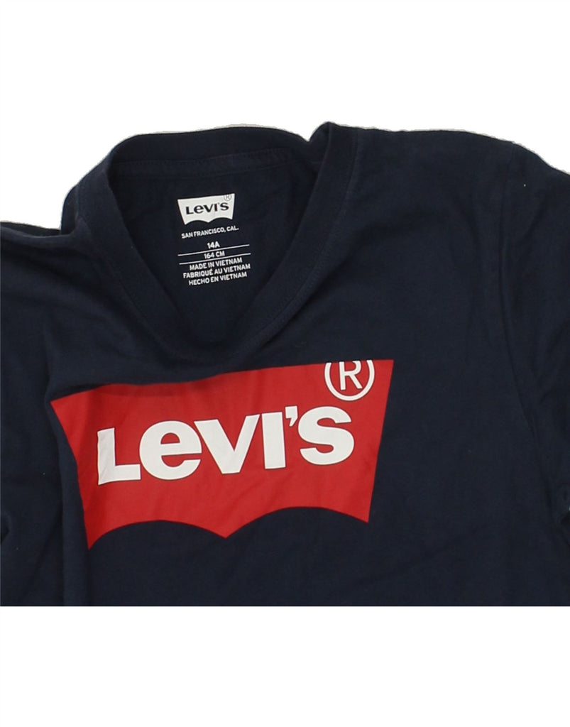 LEVI'S Boys Graphic T-Shirt Top 13-14 Years Navy Blue Cotton | Vintage Levi's | Thrift | Second-Hand Levi's | Used Clothing | Messina Hembry 