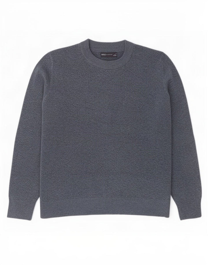 Marks & Spencer Mens Crew Neck Jumper Sweater Medium Navy Blue Polyester