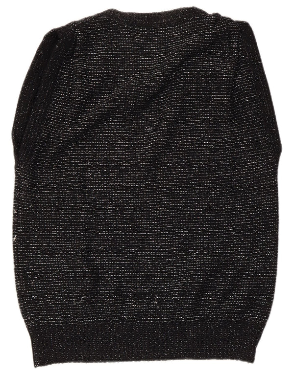 VINTAGE Womens Vest Tank Top EU 40/42 Medium Black Flecked Acrylic