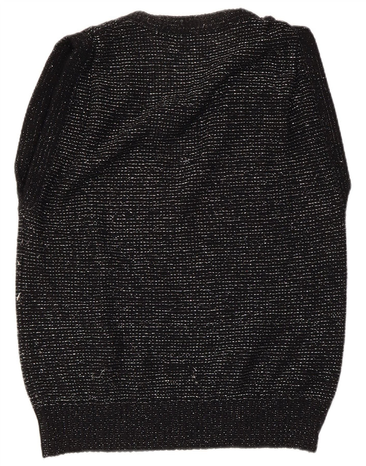 VINTAGE Womens Vest Tank Top EU 40/42 Medium Black Flecked Acrylic