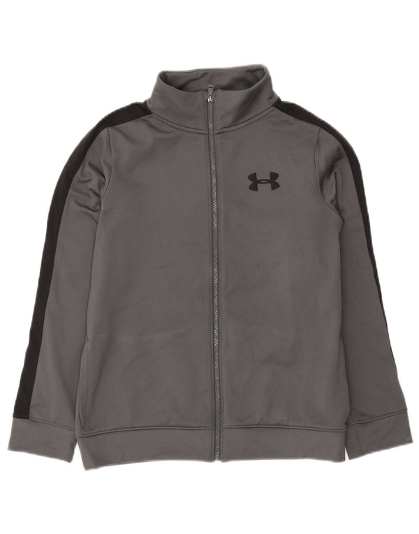 Under Armour Boys Tracksuit Top Jacket 9-10 Years Medium Grey Colourblock