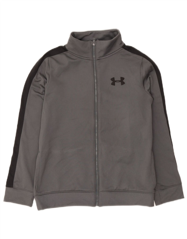 Under Armour Boys Tracksuit Top Jacket 9-10 Years Medium Grey Colourblock