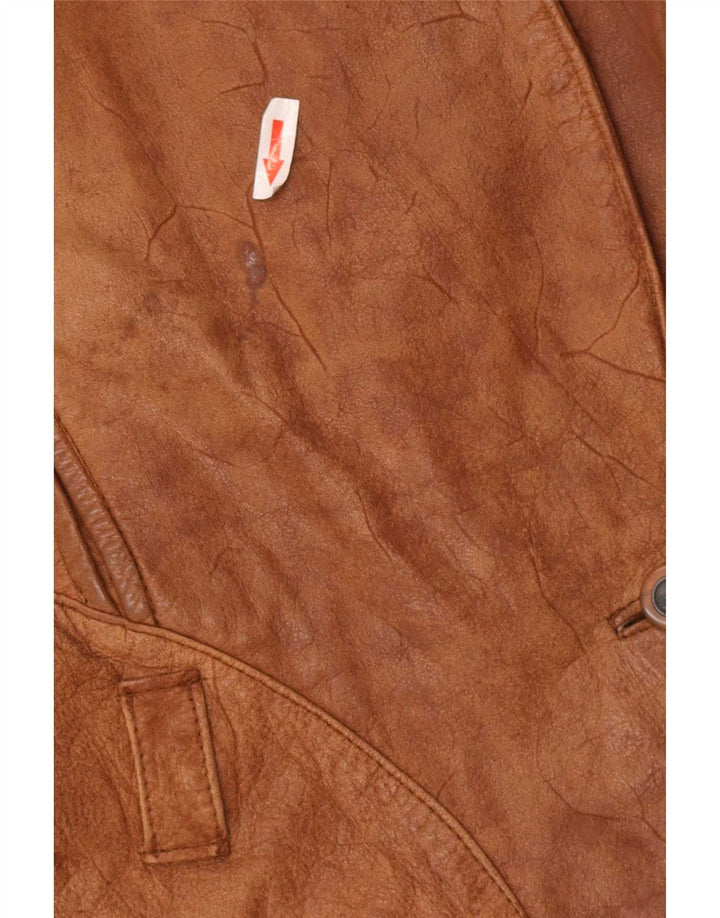 Vintage Womens Leather Jacket EU 38 Medium Beige