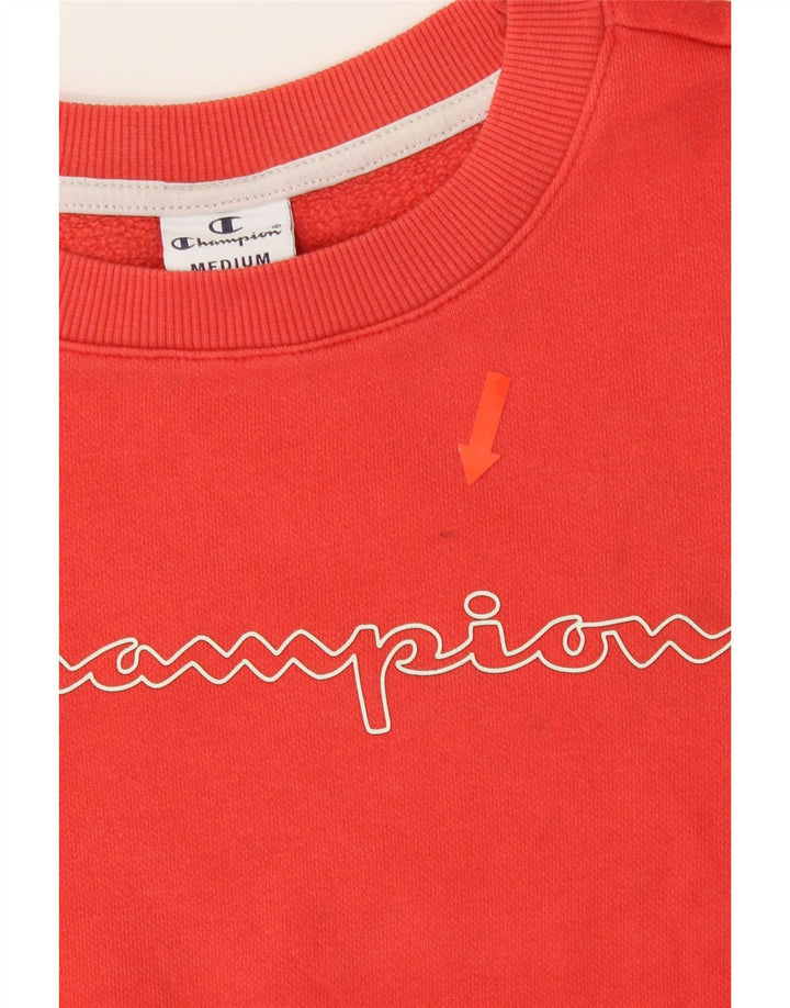 CHAMPION Womens Crop Graphic Sweatshirt Jumper UK 14 Medium Orange Cotton Vintage Champion and Second-Hand Champion from Messina Hembry 