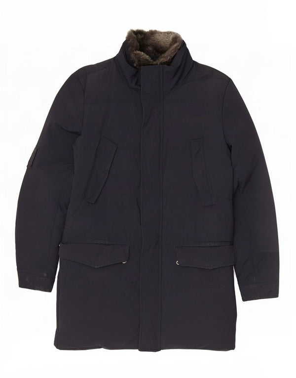 Woolrich Mens Padded Coat UK 38 Medium Navy Blue Polyester