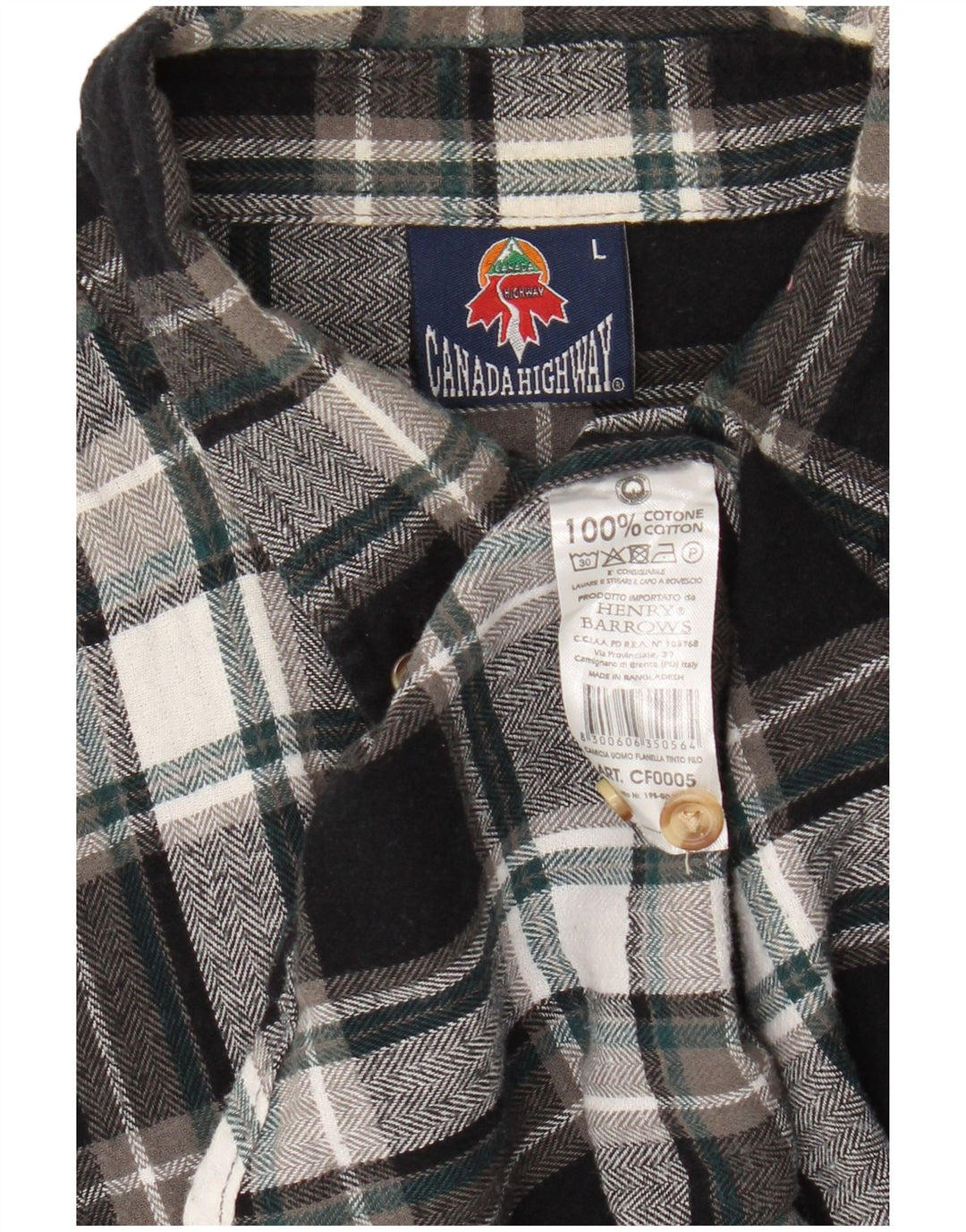 Vintage Mens Flannel Shirt Large Black Check Cotton