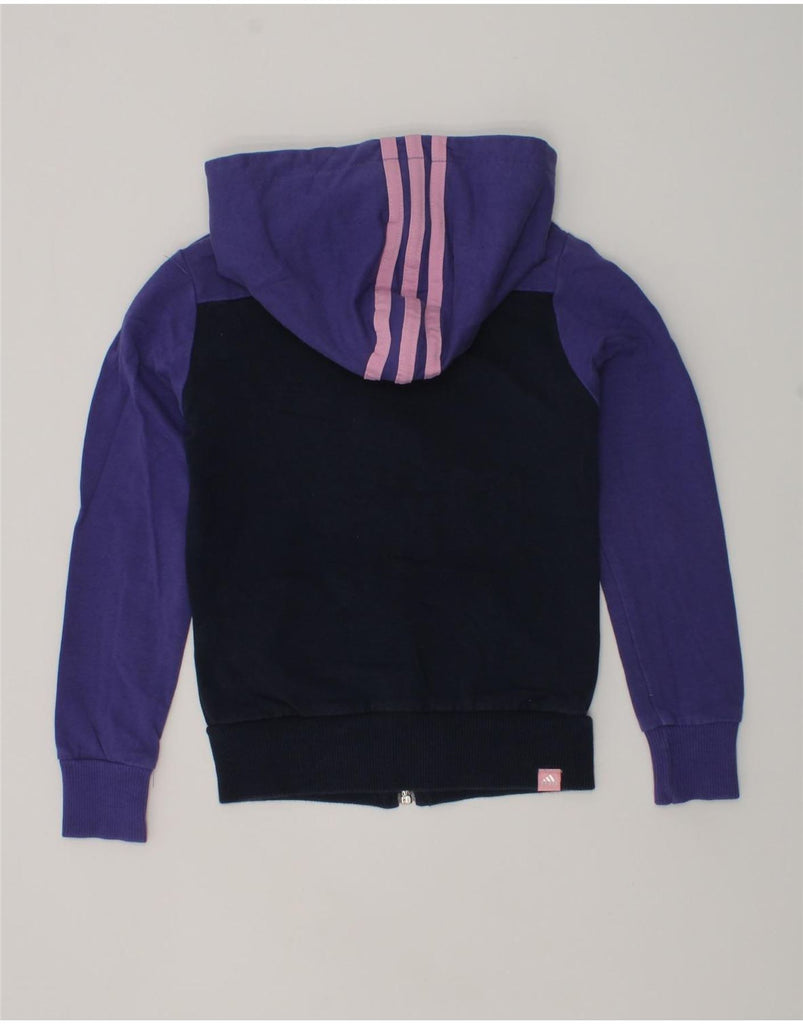 ADIDAS Girls Zip Hoodie Sweater 5-6 Years Navy Blue Colourblock Cotton | Vintage Adidas | Thrift | Second-Hand Adidas | Used Clothing | Messina Hembry 