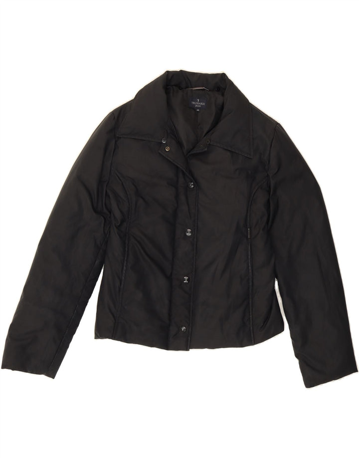 TRUSSARDI JEANS Womens Crop Padded Jacket IT 44 Medium Black Polyester Vintage Trussardi Jeans and Second-Hand Trussardi Jeans from Messina Hembry 