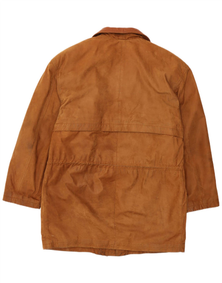 Vintage Mens Leather Windbreaker Jacket IT 46 Small Brown Leather