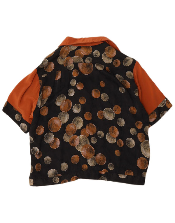 Vintage Womens Short Sleeve Shirt Blouse UK 16 Large Black Geometric