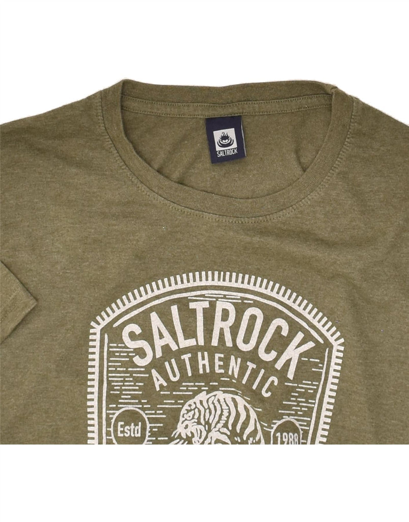 SALTROCK Mens Graphic T-Shirt Top Small Khaki Cotton | Vintage Saltrock | Thrift | Second-Hand Saltrock | Used Clothing | Messina Hembry 