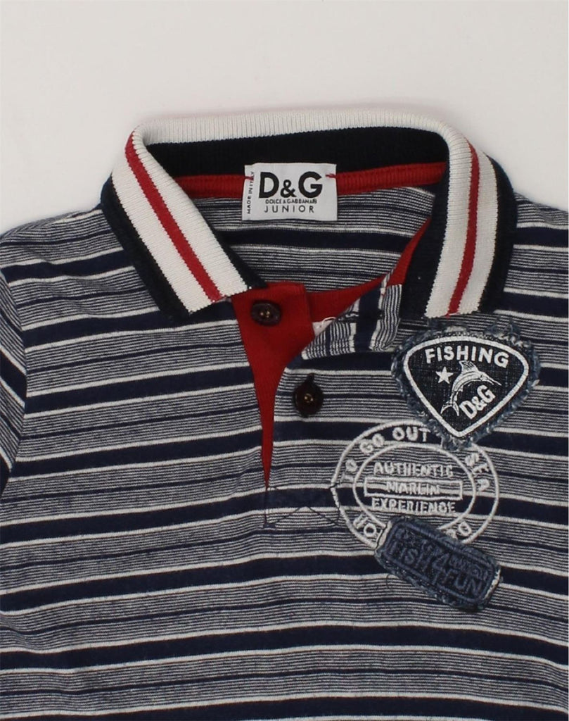 DOLCE & GABBANA Baby Boys Long Sleeve Polo Shirt 3-6 Months Grey Striped | Vintage Dolce & Gabbana | Thrift | Second-Hand Dolce & Gabbana | Used Clothing | Messina Hembry 