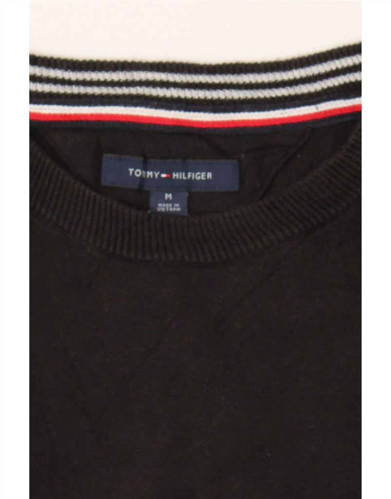 TOMMY HILFIGER Mens Boat Neck Jumper Sweater Medium Black Cotton Vintage Tommy Hilfiger and Second-Hand Tommy Hilfiger from Messina Hembry 