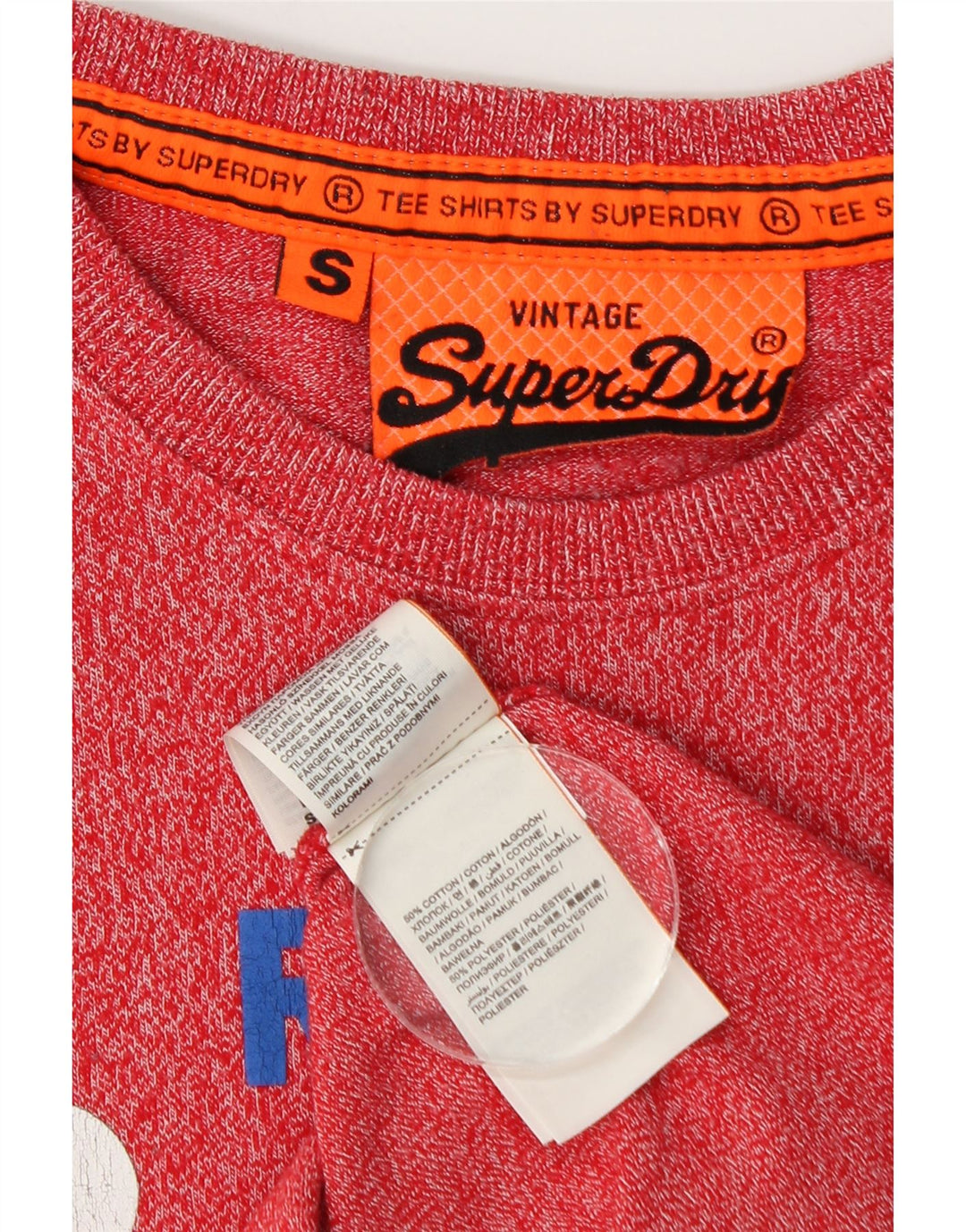 Superdry Mens Graphic T-Shirt Top Small Red Flecked Cotton