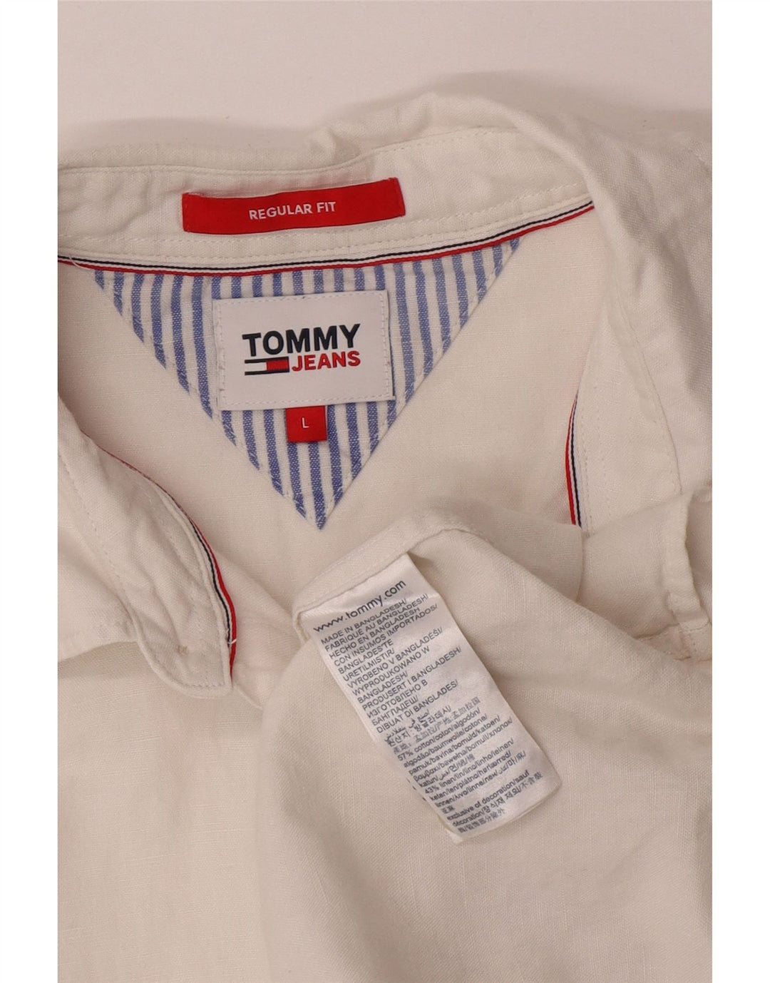 Tommy Hilfiger Mens Regular Fit Shirt Large White Cotton