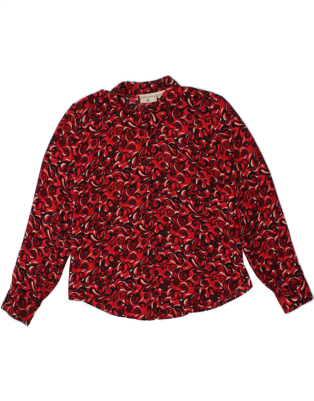 KATHY Womens Shirt Blouse UK 14 Large Red Paisley Polyester Vintage Kathy and Second-Hand Kathy from Messina Hembry 