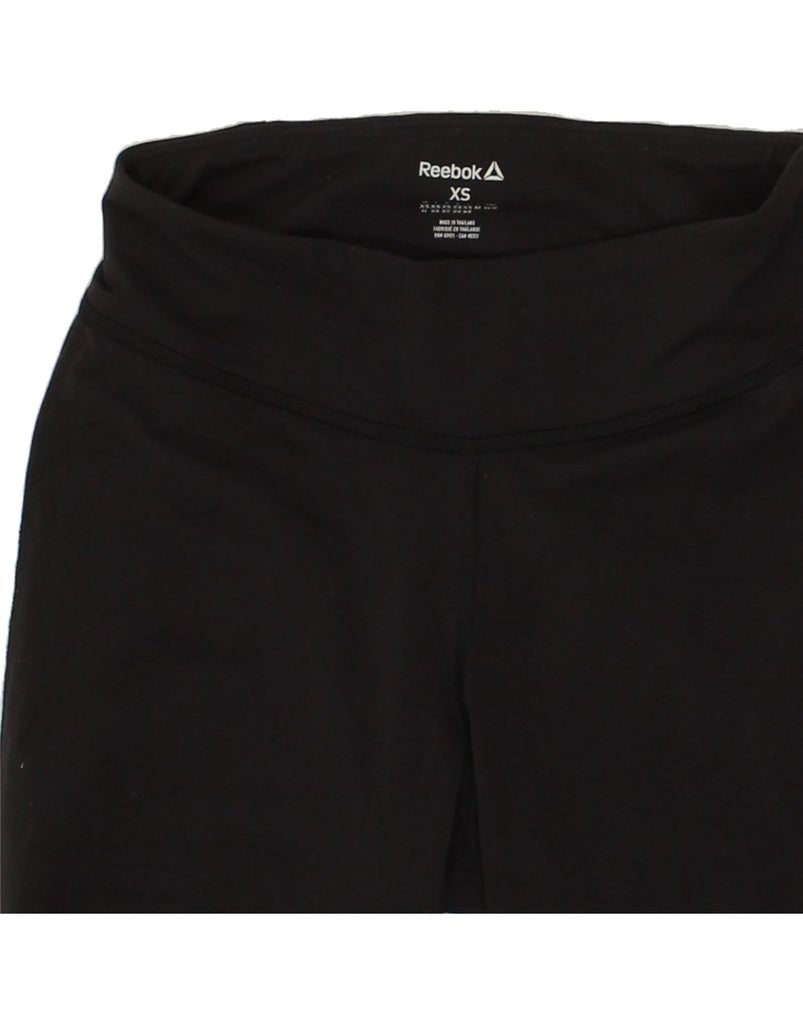 REEBOK Womens Leggings UK 6 XS W24 L24  Black Nylon | Vintage Reebok | Thrift | Second-Hand Reebok | Used Clothing | Messina Hembry 