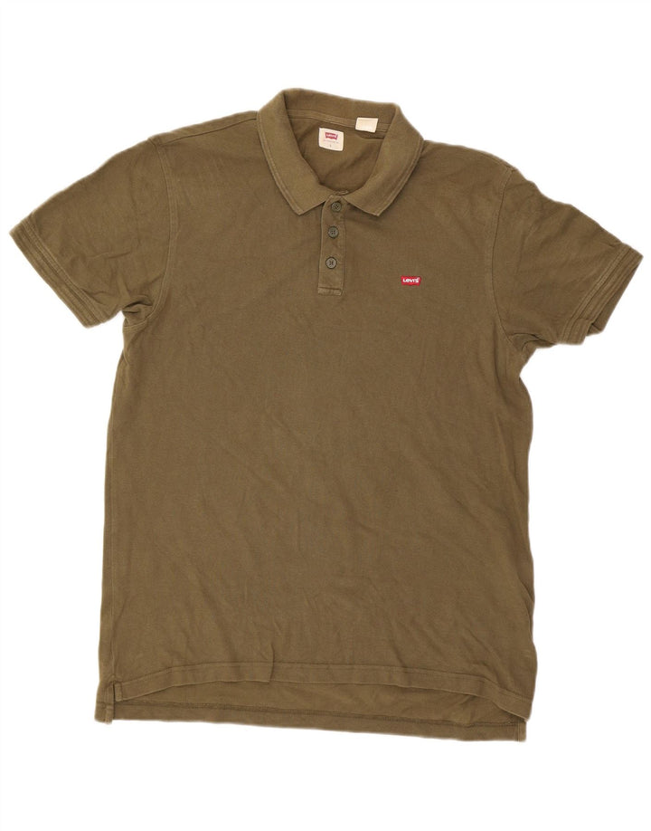 LEVI'S Mens Polo Shirt Large Khaki Cotton