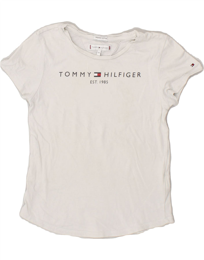 TOMMY HILFIGER Girls Graphic T-Shirt Top 7-8 Years White Cotton | Vintage Tommy Hilfiger | Thrift | Second-Hand Tommy Hilfiger | Used Clothing | Messina Hembry 