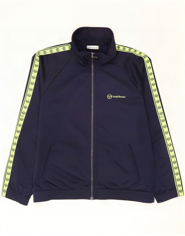 Sergio Tacchini Mens Tracksuit Top Jacket Large Navy Blue Colourblock
