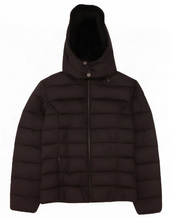 Ted Baker Womens Hooded Padded Jacket Size 4 Large Black Polyamide