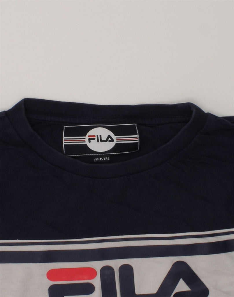 FILA Boys T-Shirt Top 13-14 Years Red Colourblock Cotton | Vintage Fila | Thrift | Second-Hand Fila | Used Clothing | Messina Hembry 