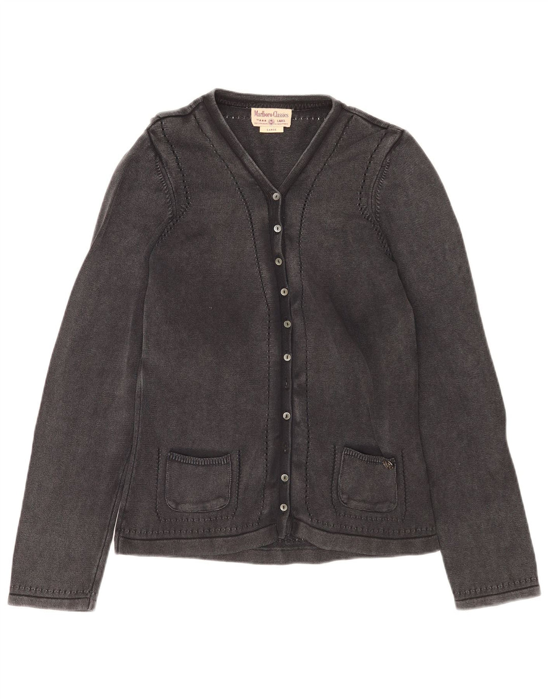 Marlboro Classics Womens Cardigan Sweater UK 14 Large Grey Cotton
