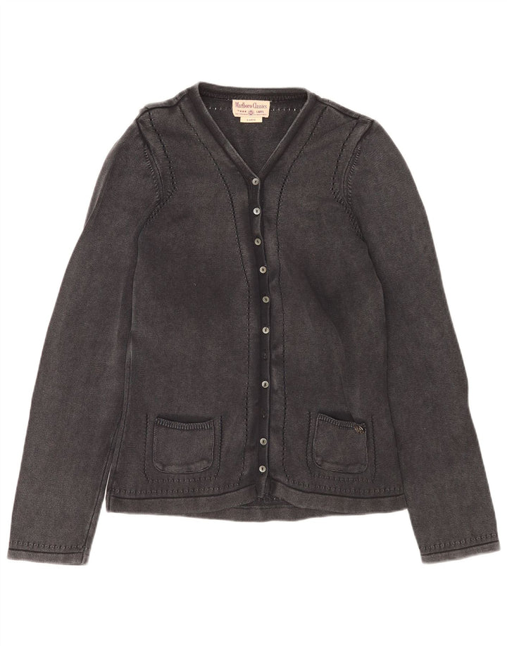 Marlboro Classics Womens Cardigan Sweater UK 14 Large Grey Cotton