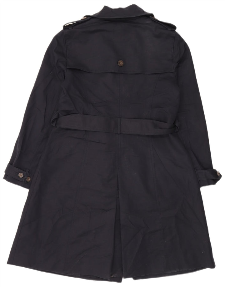 Hobbs Womens Trench Coat UK 12 Medium Navy Blue Cotton