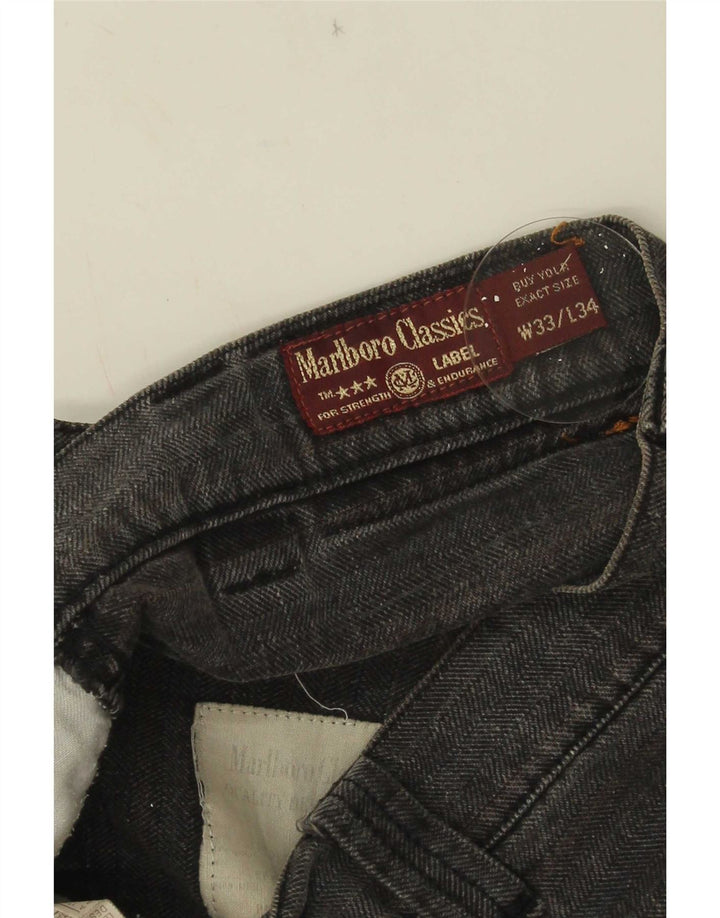 Marlboro Classics Mens Straight Chino Trousers W33 L31 Grey Herringbone
