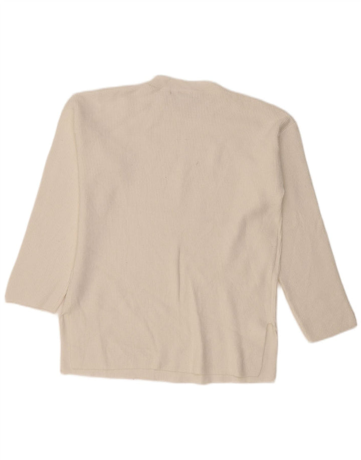 Marks & Spencer Womens Crew Neck Jumper Sweater UK 16 Large White Viscose