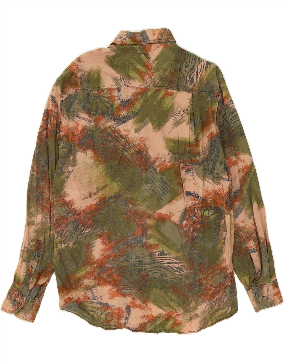 AZZURRA Mens Abstract Pattern Shirt Medium Green Viscose Vintage Azzurra and Second-Hand Azzurra from Messina Hembry 