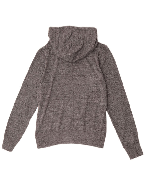 Nike Womens Graphic Hoodie Jumper UK 12 Medium Grey Flecked Sports