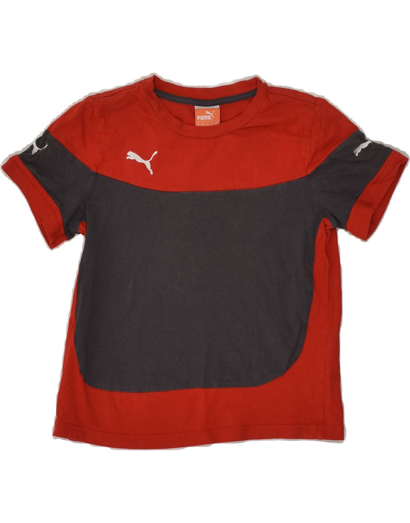 PUMA Boys T-Shirt Top 9-10 Years Medium Red Colourblock | Vintage Puma | Thrift | Second-Hand Puma | Used Clothing | Messina Hembry 